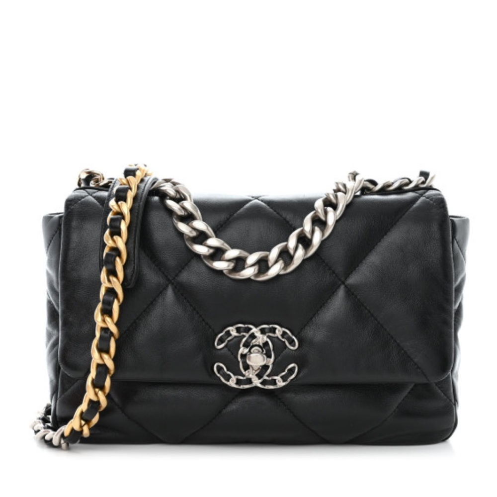 Lambskin Quilted Medium Chanel 19 Flap Black